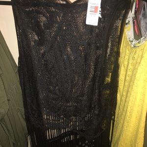 lace tank w/ fringe